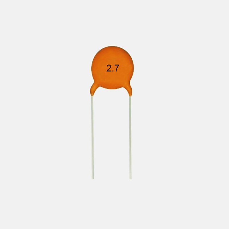 A yellow capacitor with a capacitance of 2.7PF